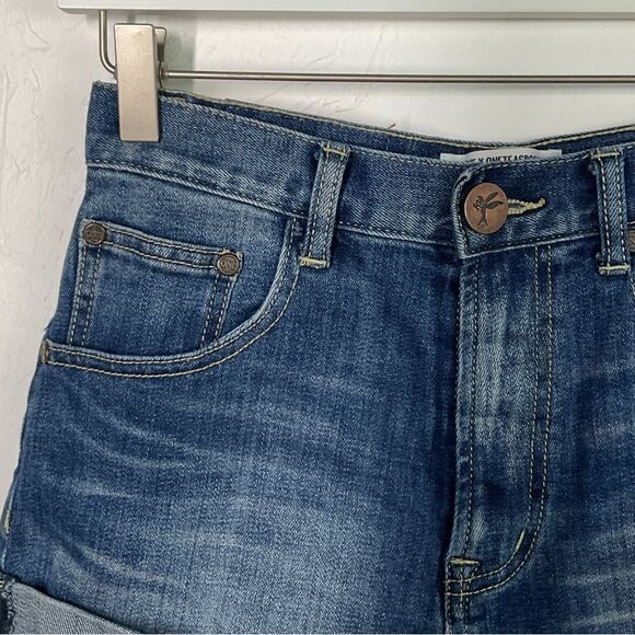 One x One Teaspoon Blue Harlets Cuffed High Rise Denim Jean Shorts 25 - Picture 2 of 7